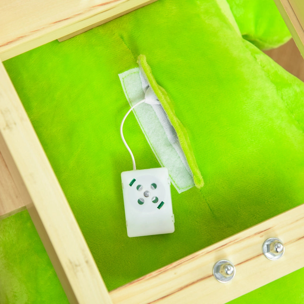 Cavallo a Dondolo con Ruote a Forma di Drago ¨C Minimal ¨C Legno e Peluche Verde