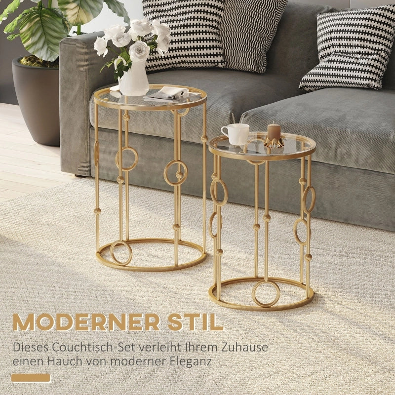 TAVOLINI Set 2 pezzi Ø41 x 57 cm e Ø36 x 51 cm Metallo Dorato