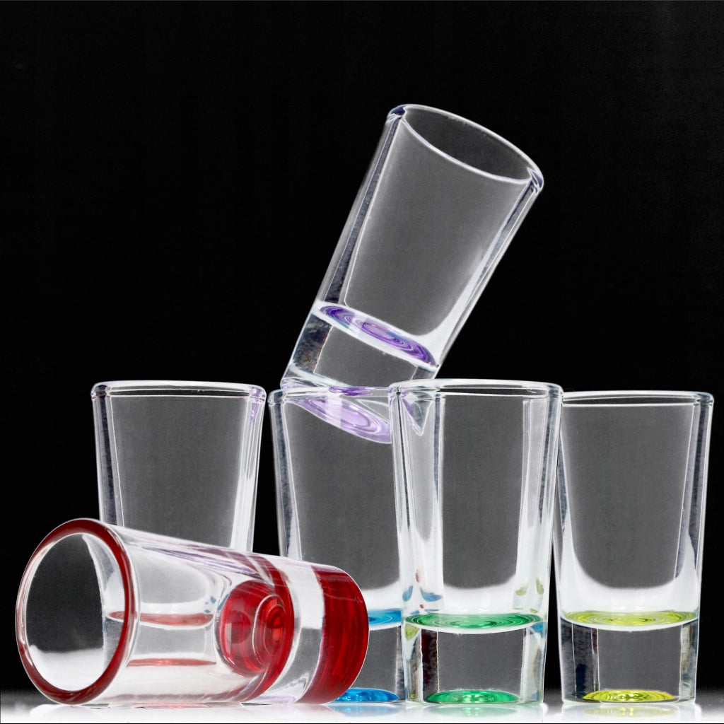 Set di bicchieri da vodka KADAX da 28 ml, colorati e trasparenti, 6 pezzi.