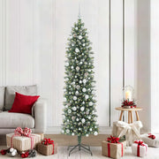 Albero di Natale Artificiale Sottile Verde e Bianco 210 cm 3395308