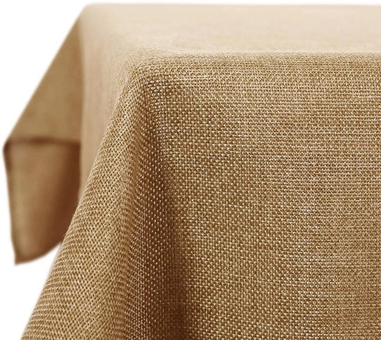 Tavolino con tovaglia idrorepellente effetto loto, 137x274 cm, marrone scuro, 1 pezzo