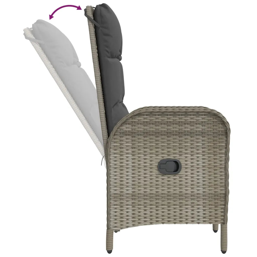 Set da Pranzo da Giardino 9 pz con Cuscini in Polyrattan Grigio 3185028