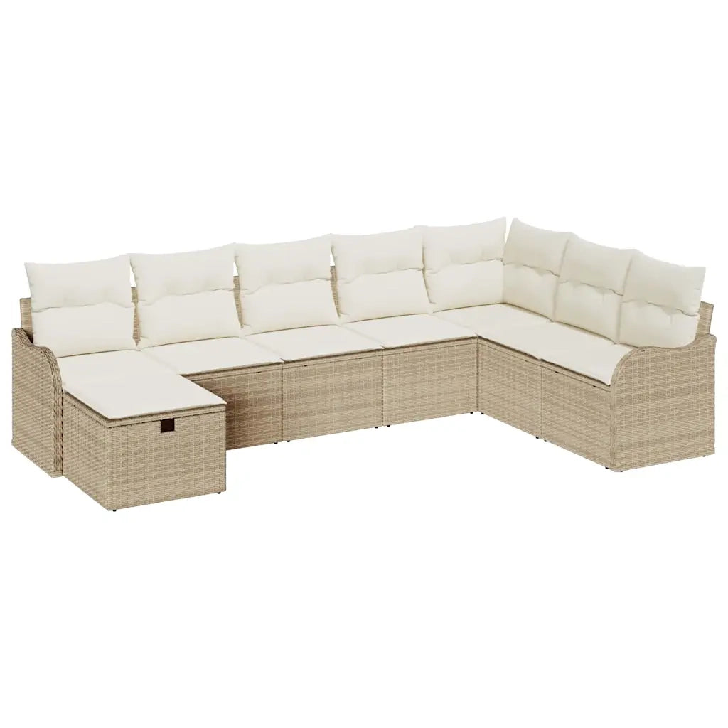 Set Divano da Giardino con cuscino 8 pcs Beige Poly Rattan 3360362