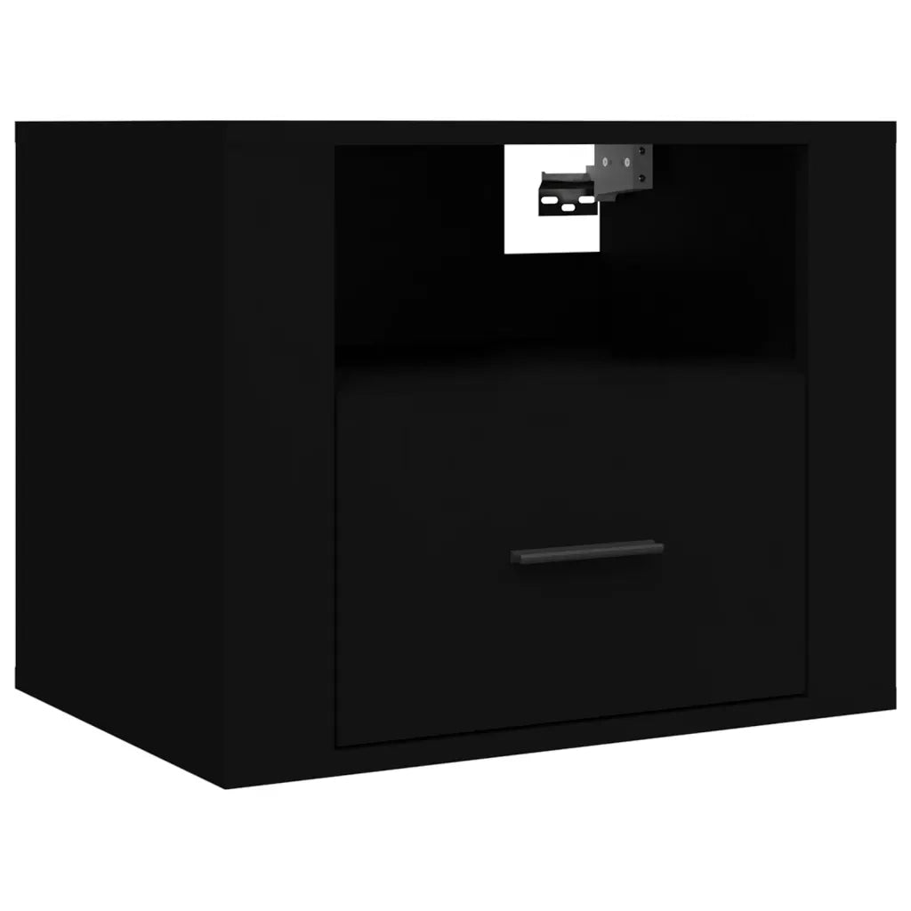 Comodino | Armadio da Notte | Mobiletto da notte a Muro Nero 50x36x40 cm