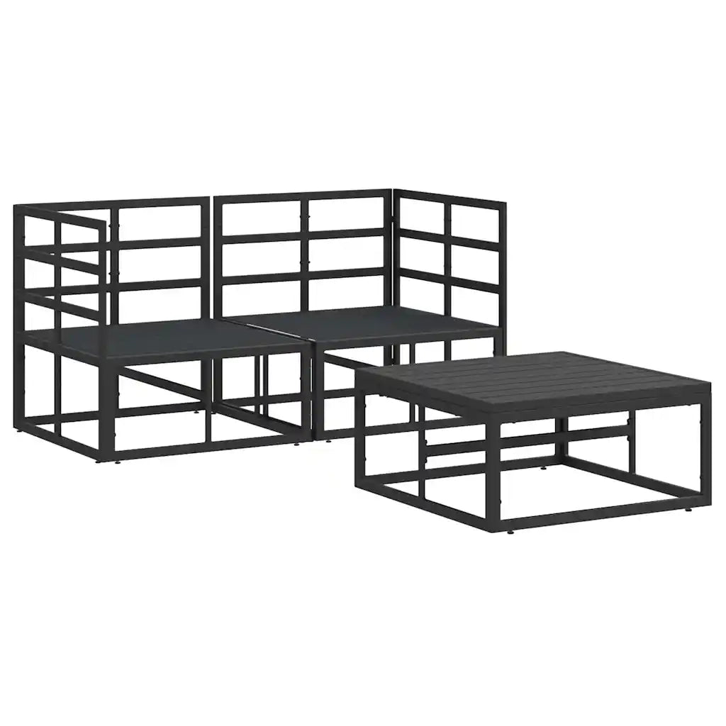 Set Divano da Giardino 3 pcs Nero Metallo 3378839