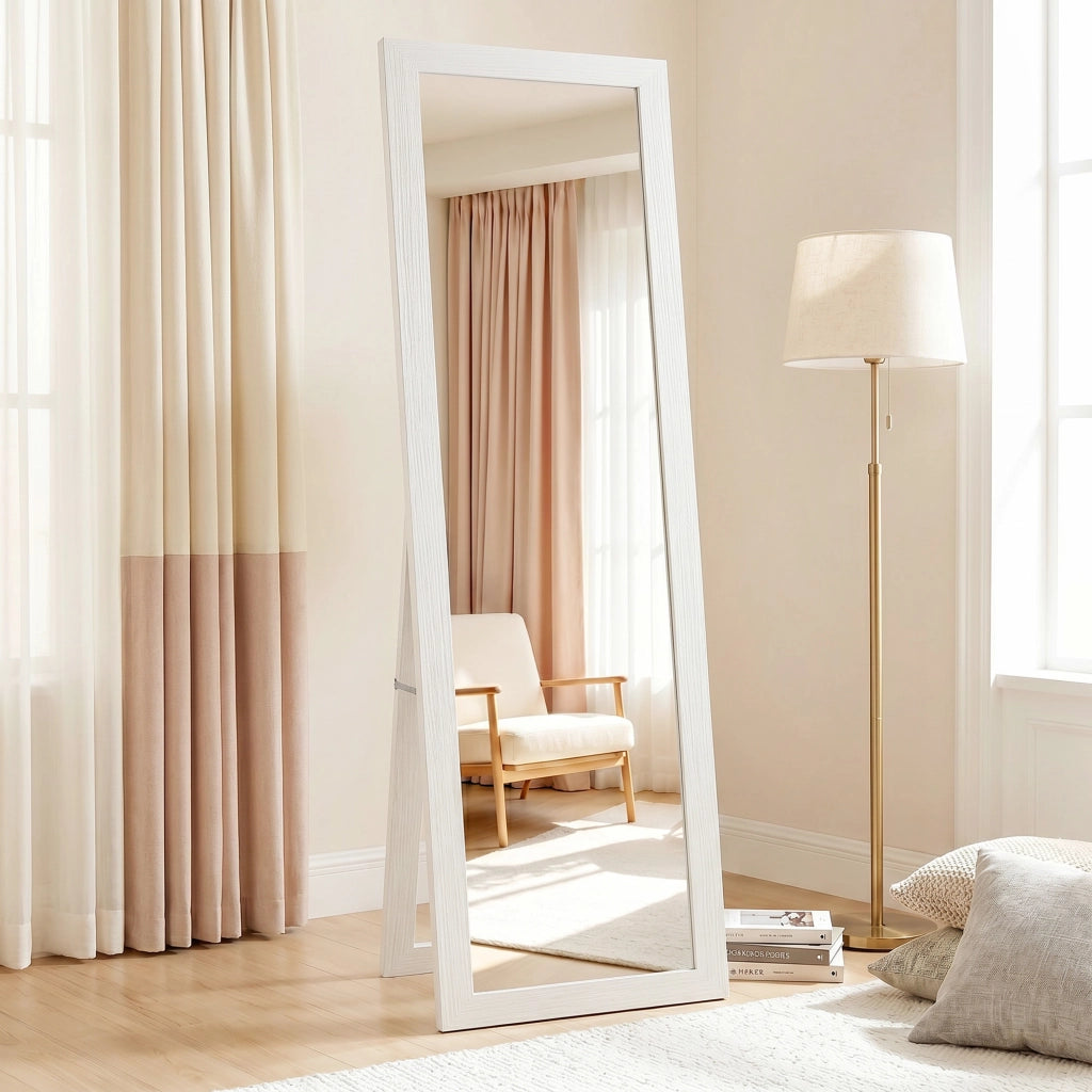 Specchio a Pieno Corpo con Supporto ¨C Minimal ¨C 37x157 cm Bianco