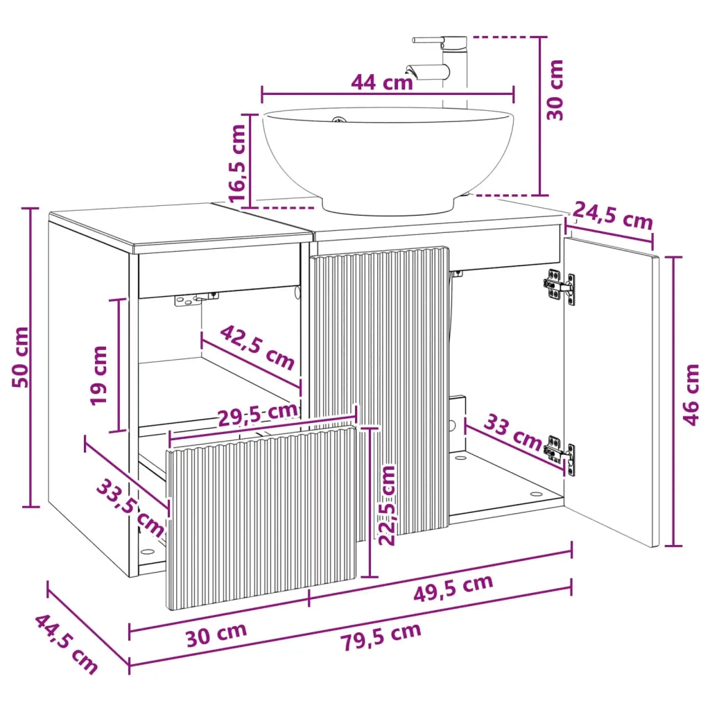 Set di mobili per il bagno 2 pz Rovere Sonoma 3404086