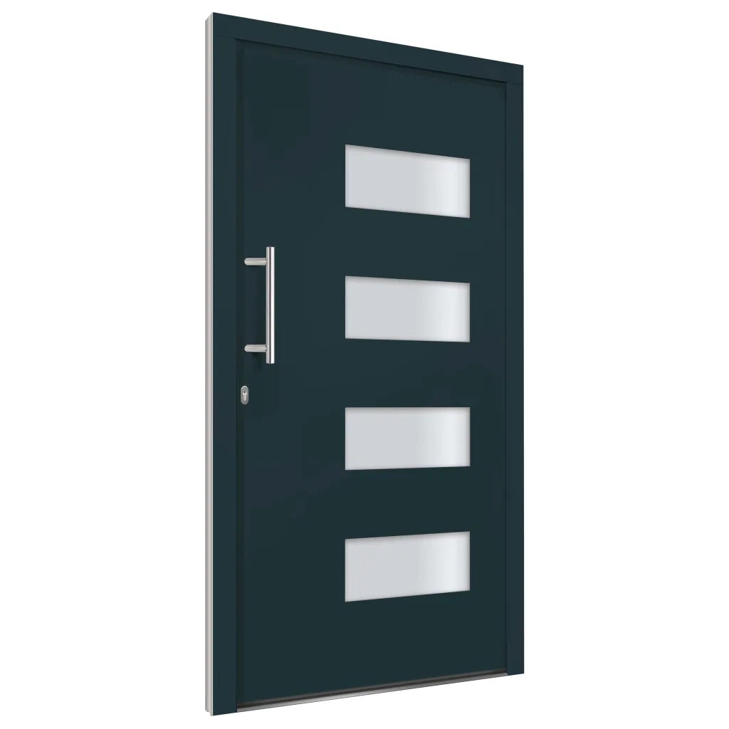 Porta d'Ingresso in Alluminio e PVC Antracite 110x210 cm 3056829