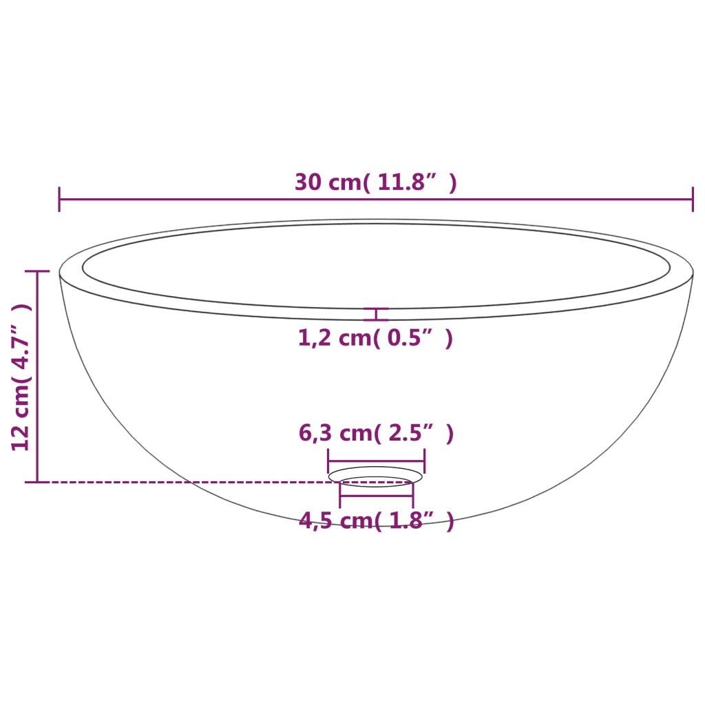 Lavandino in Vetro-Lavabo Temperato 30x12 cm Nero