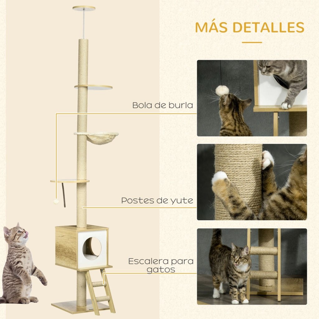 Albero per Gatti ¨C Minimal ¨C Beige 40x40x225-285 cm