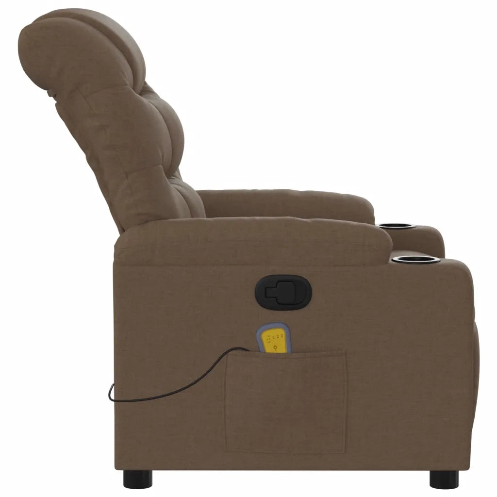 Poltrona Massaggiante Reclinabile Marrone in Tessuto 374160
