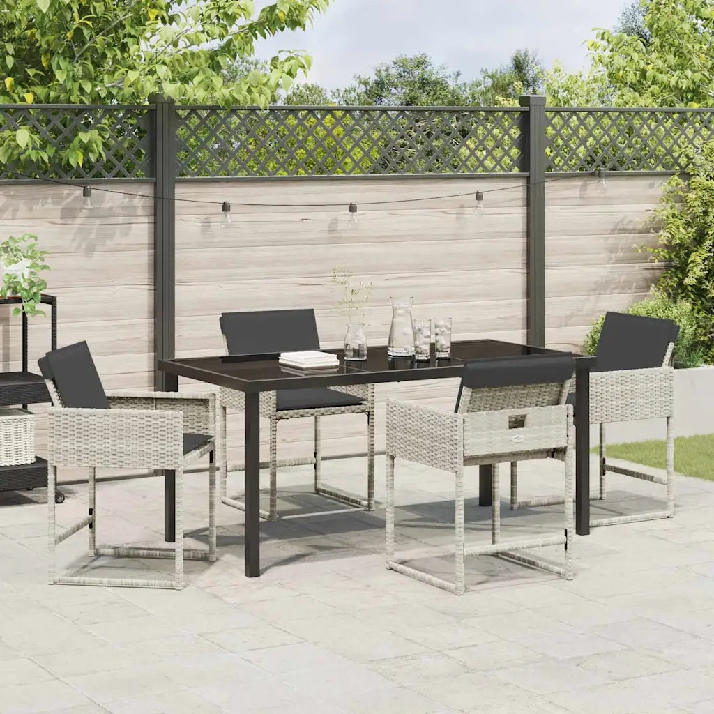 Set da Pranzo per Giardino 5 pcs Grigio chiaro polyrattan