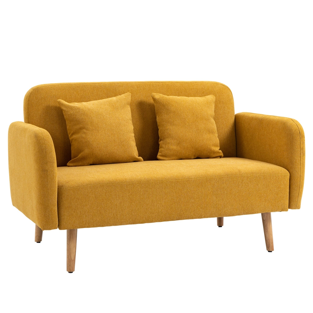 Divano 2 posti con cuscini ¨C Minimal ¨C Tessuto giallo 130x70x80 cm