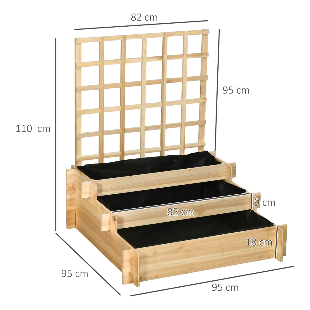 Fioriera rialzata a 3 livelli con traliccio ¨C Xylo ¨C Legno naturale per piante rampicanti