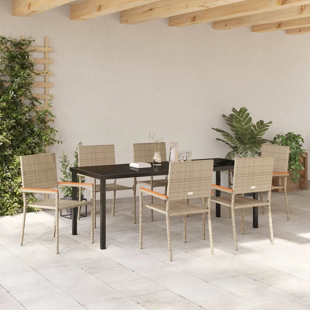 Set da Pranzo per Giardino con cuscino 7 pcs Beige polyrattan 3379721