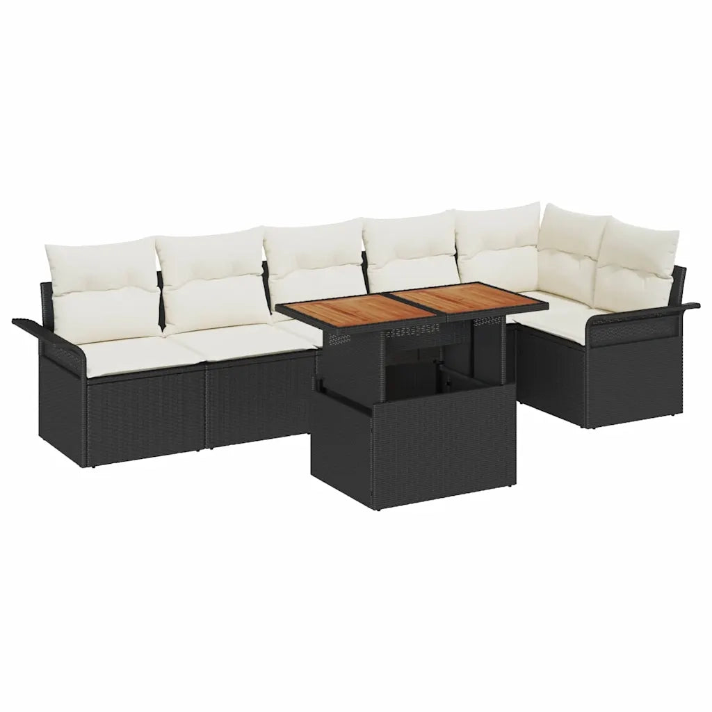 Set Divano da Giardino con archiviazione 7 pcs Nero Poly Rattan 3358077