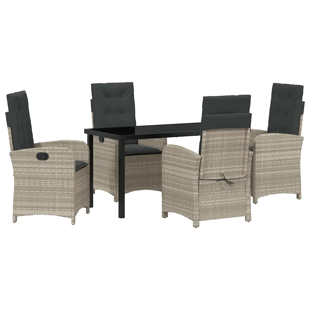 Set da Pranzo per Giardino 5 pcs Grigio chiaro polyrattan