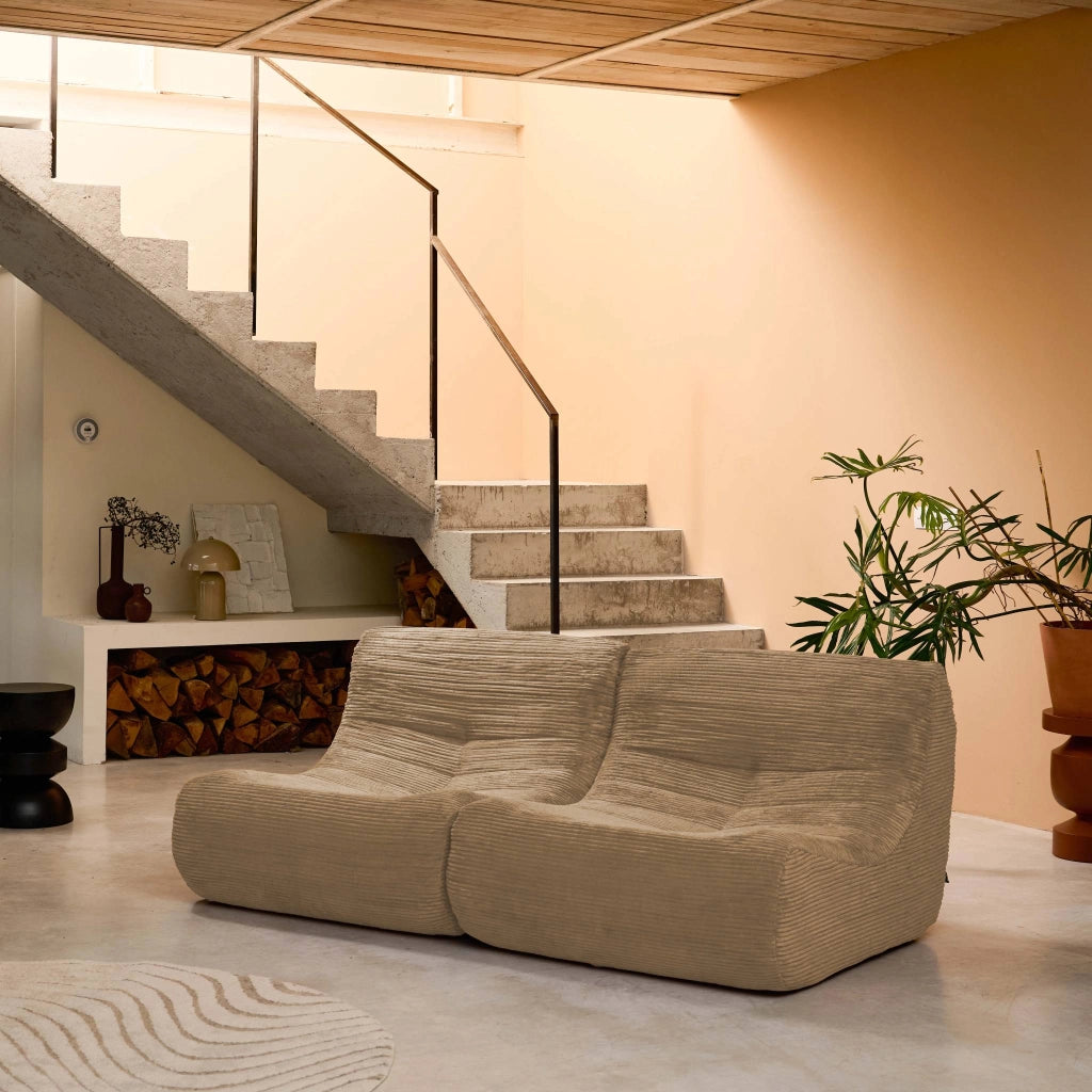 Divano modulare velluto, 2 posti, beige scuro
