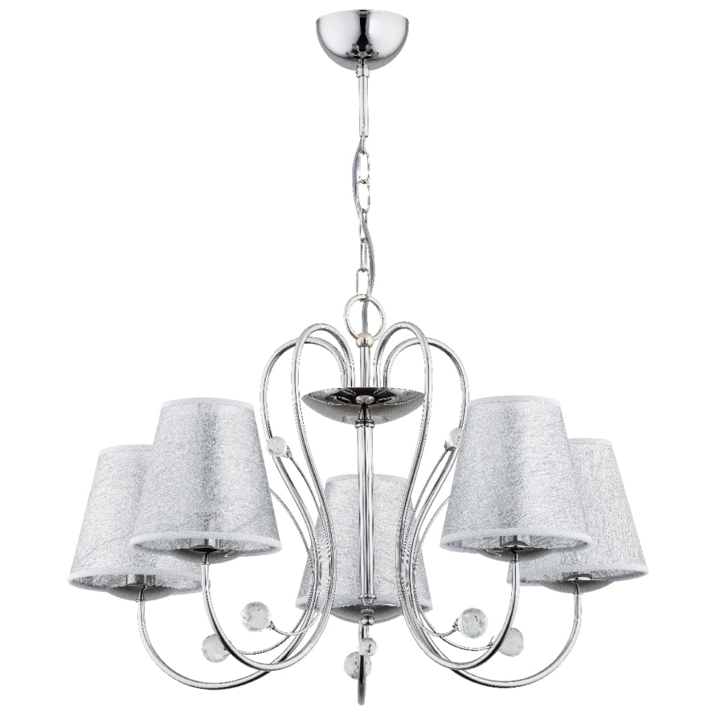 Lampadario Alfa UNITY cromato con cristalli 5xE27 Ø72cm
