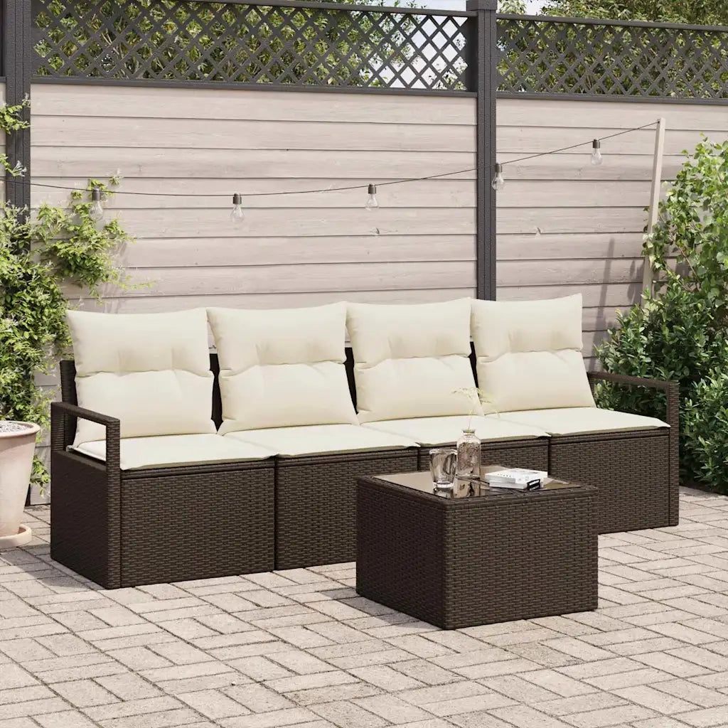 Set di divani 5 pcs Marrone e Crema polyrattan 3346248