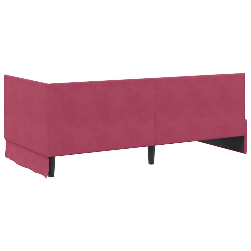 Cornice del letto ad angolo Rosso Vino 90 cm x 200 cm Velluto