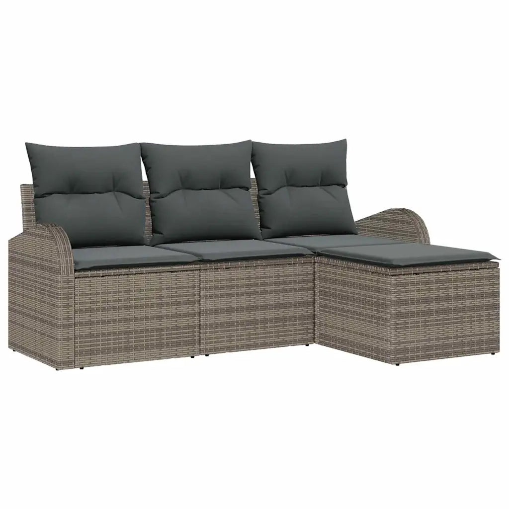 Set Divano da Giardino Grigio polyrattan 3345989