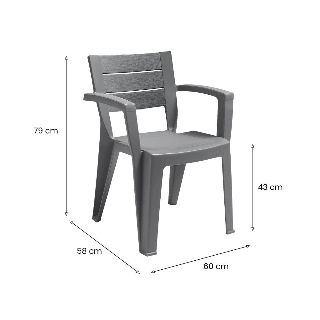 Sedia da esterno Camogli, Seggiola da giardino, Seduta outdoor multiuso, Panchina da giardino, Made in Italy, 60x58 h79 cm, Grigio