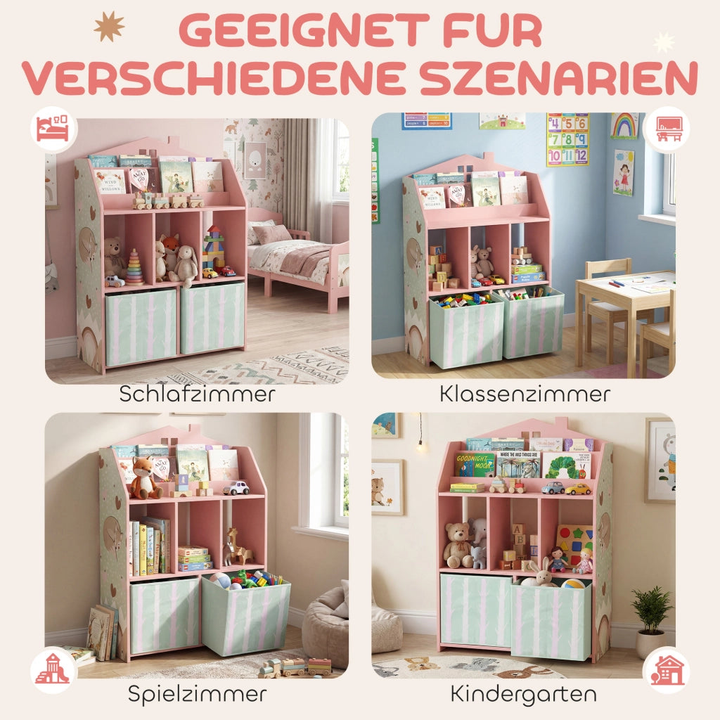 Libreria bambini con 2 cassetti ¨C zephmum ¨C Rosa 62.5x30x91.5 cm