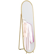 Specchio da Terra Ovale con Supporto ¨C Minimal ¨C Vetro Metallo Oro 40x41x159