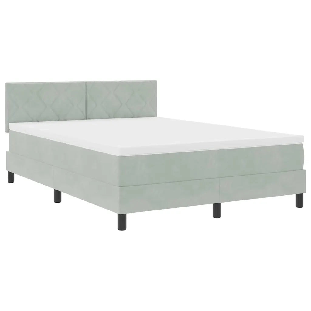 Letto a Sorgente LED con led Grigio chiaro 140 x 190 cm Velluto