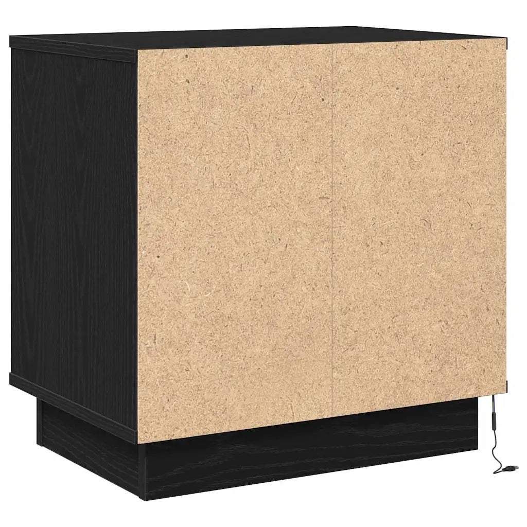 Comodino | Armadio da Notte | Mobiletto da notte con cassetto Rovere Nero 50 x 34,5 x 50 cm.
