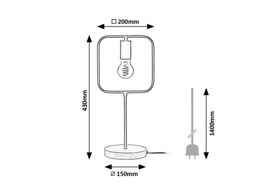Lampada da tavolo industriale nero/faggio E27 Rabalux Rufin 3219