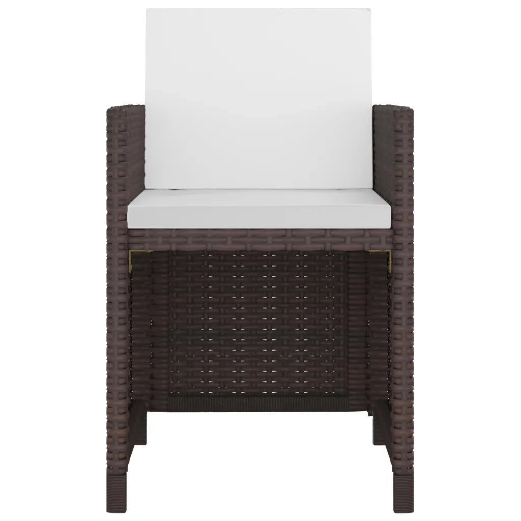 Set da Pranzo da Giardino 9 pz con Cuscini Polyrattan Marrone 42544
