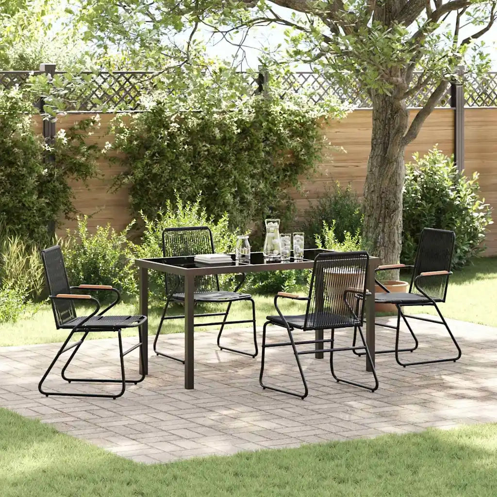 Set da Pranzo per Giardino 5 pcs Nero