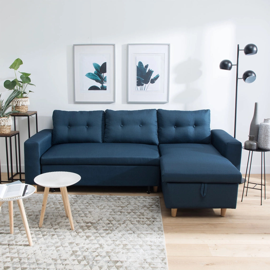 WADEDivano letto angolare a 3 posti blu