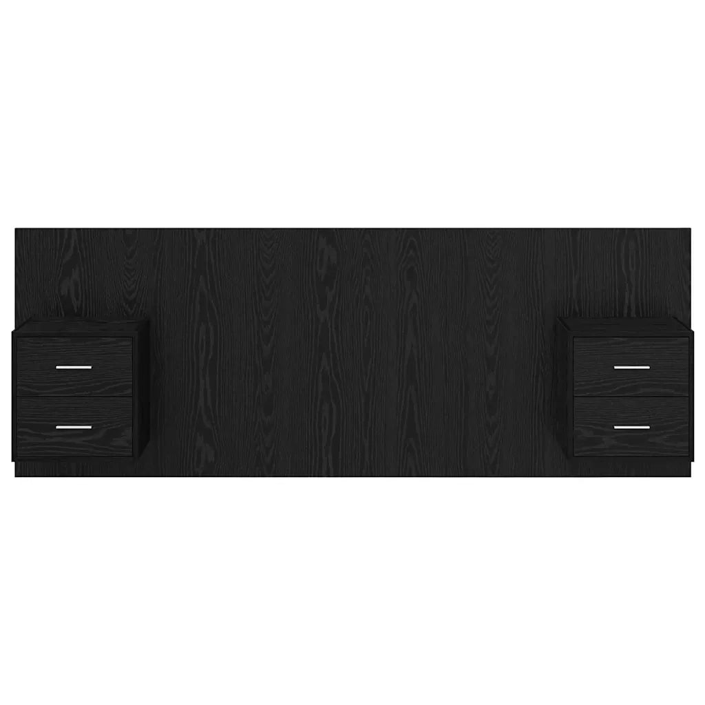 Testata con Comodino 3 pcs Rovere Nero Legno multistrato 3416283