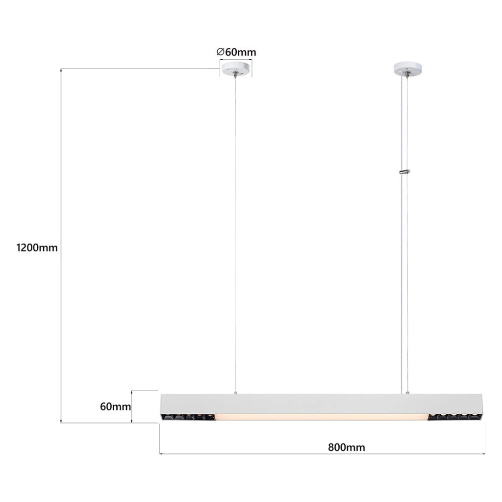 Lampada sospensione bianca lineare 80cm LED 32W CCT
