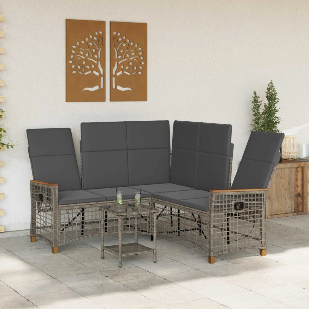 Set di Divani Recliner da Giardino Grigio e Grigio Scuro