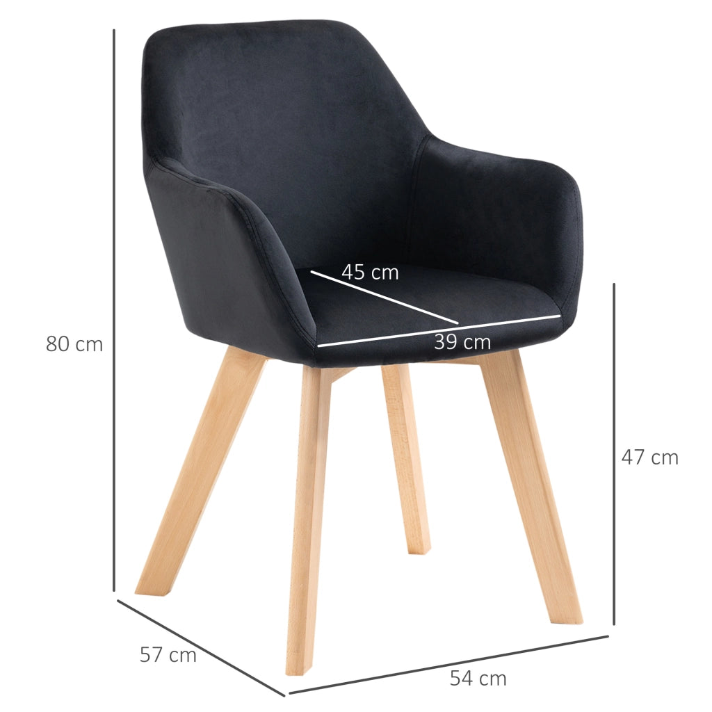 SEDIA da pranzo Set da 2 nero 54x57x80 cm in poliestere e legno