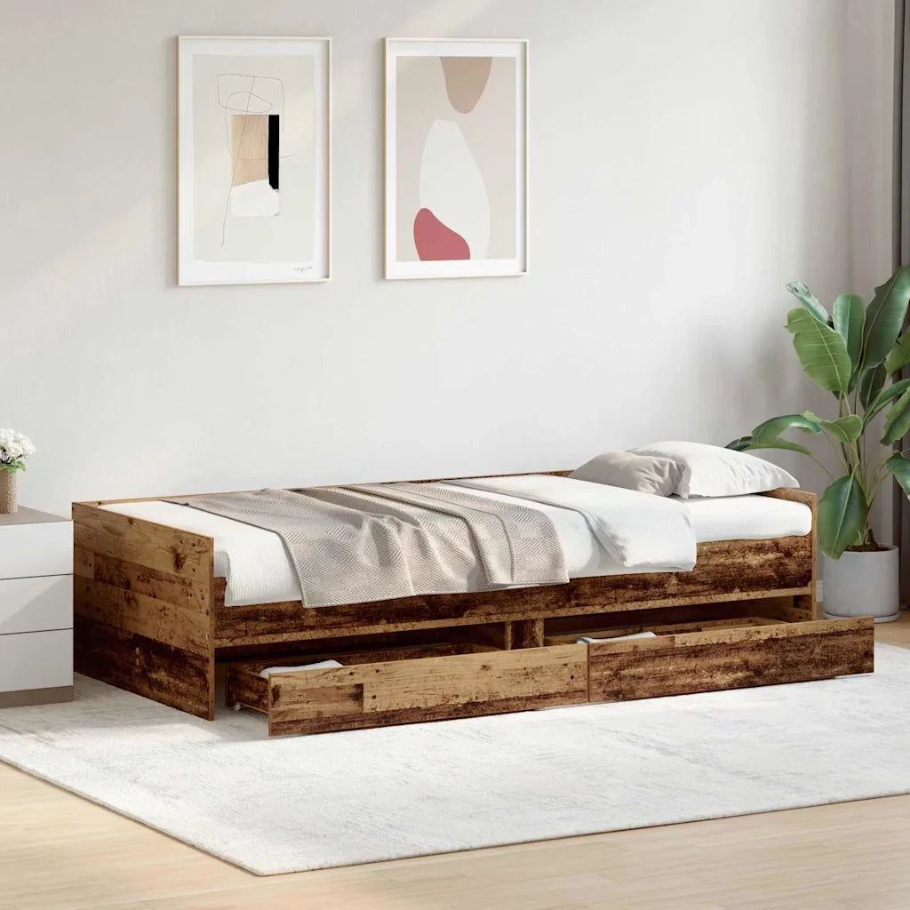 Letto singolo | Letto per adulti | Struttura del letto Legno vecchio 100 x 200 cm Pino massello
