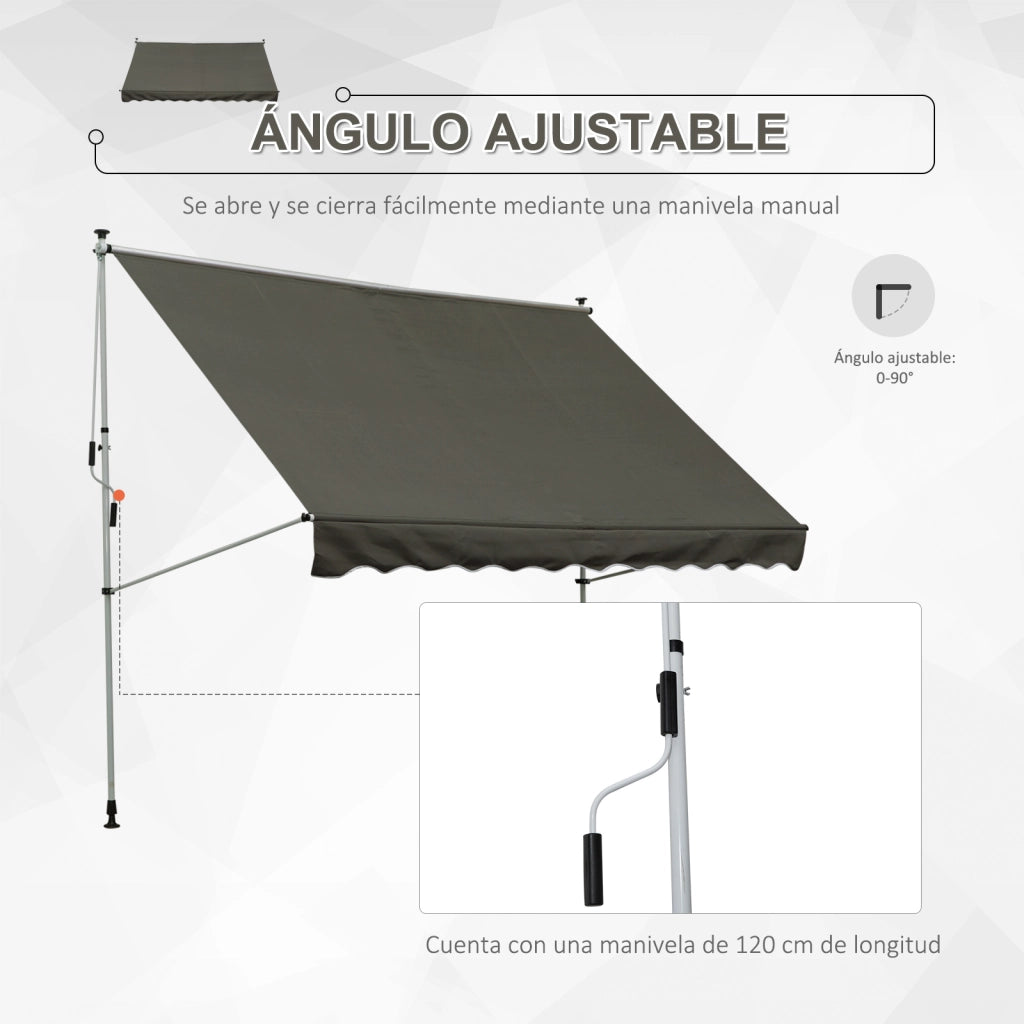 Toldo Manuale Retrattile per Terrazza ¨C Minimal ¨C Grigio 300x150x170-280 cm