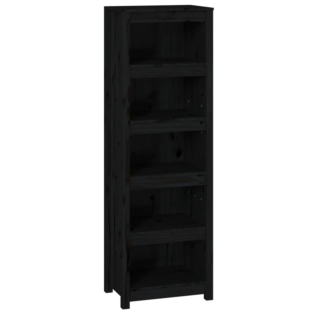 Libreria Nera 50x35x154 cm in Legno Massello di Pino 821718