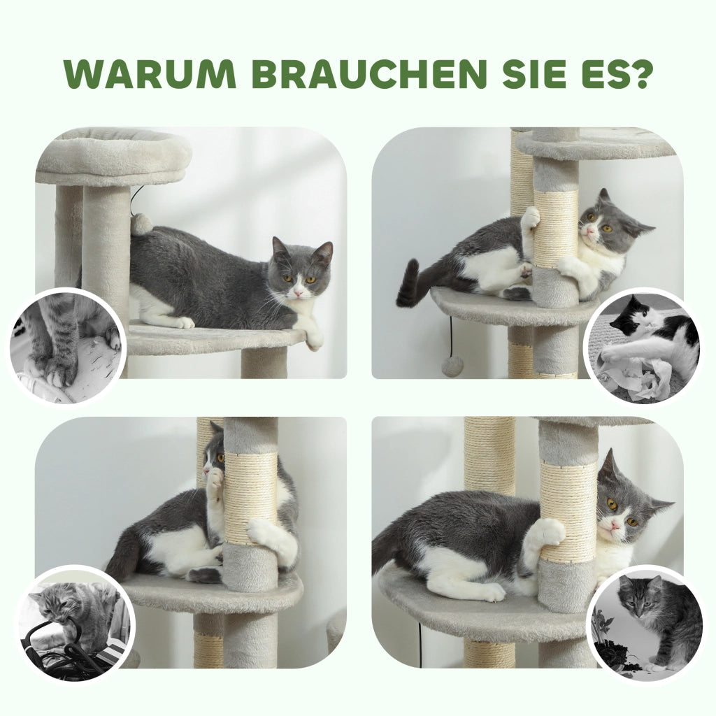 Albero tiragraffi per gatti ¨C Minimal ¨C Grigio chiaro 114 cm