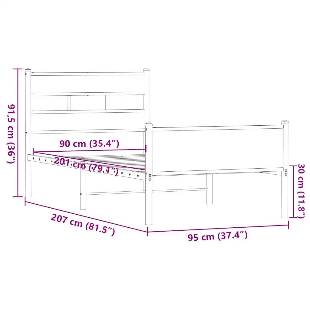 Giroletto senza Materasso-Struttura Letto Rovere Marrone 90x200cm in Truciolato 706886