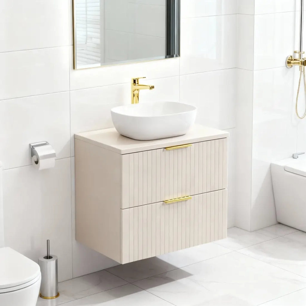 Set da bagno NOXERA 60 cm - Marrone Congo - piano per lavabo + lavabo