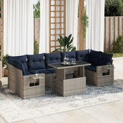 Set Divani da Giardino con Cuscini 8 pz Grigio Polyrattan Acacia 3326442
