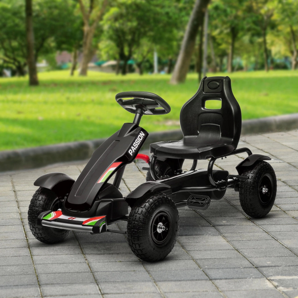 Go-Kart a Pedali per Bambini ¨C Xylo ¨C Nero, Sedile Regolabile, Freno a Mano, 121x58x61 cm
