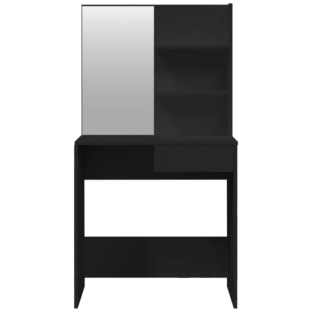 Toeletta | Tavolo da Trucco con Specchio Nero 74,5x40x141 cm