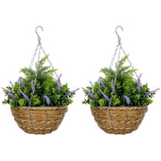 Set 2 Vasi Sospesi Fiori Artificiali Lisianthus ¨C Xylo ¨C Viola