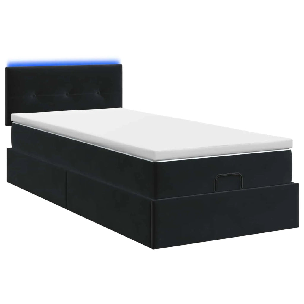 Letto Ottomano con Materasso e LED Nero 80 x 200 cm Velluto 3457103